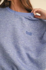 Mable Round Neck Letter Embroidery Crop Sweatshirt - Trendsi