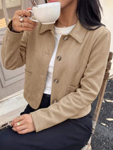 Collared Neck Button Up Jacket - Trendsi - Flyclothing LLC