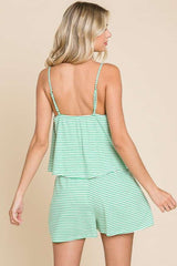 Culture Code Full Size Double Flare Striped Romper - Trendsi