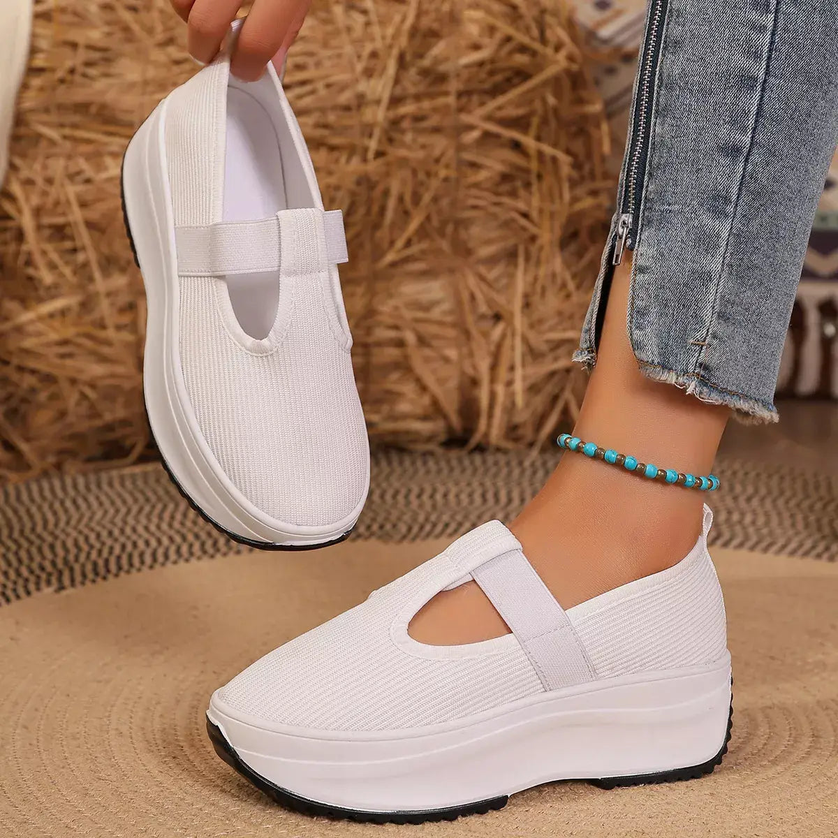 Round Toe Platform Slip-Ons - Trendsi - Flyclothing LLC