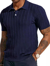 Men's Full Size Button Detail Short Sleeve Polo Plus Size - Trendsi - Flyclothing LLC