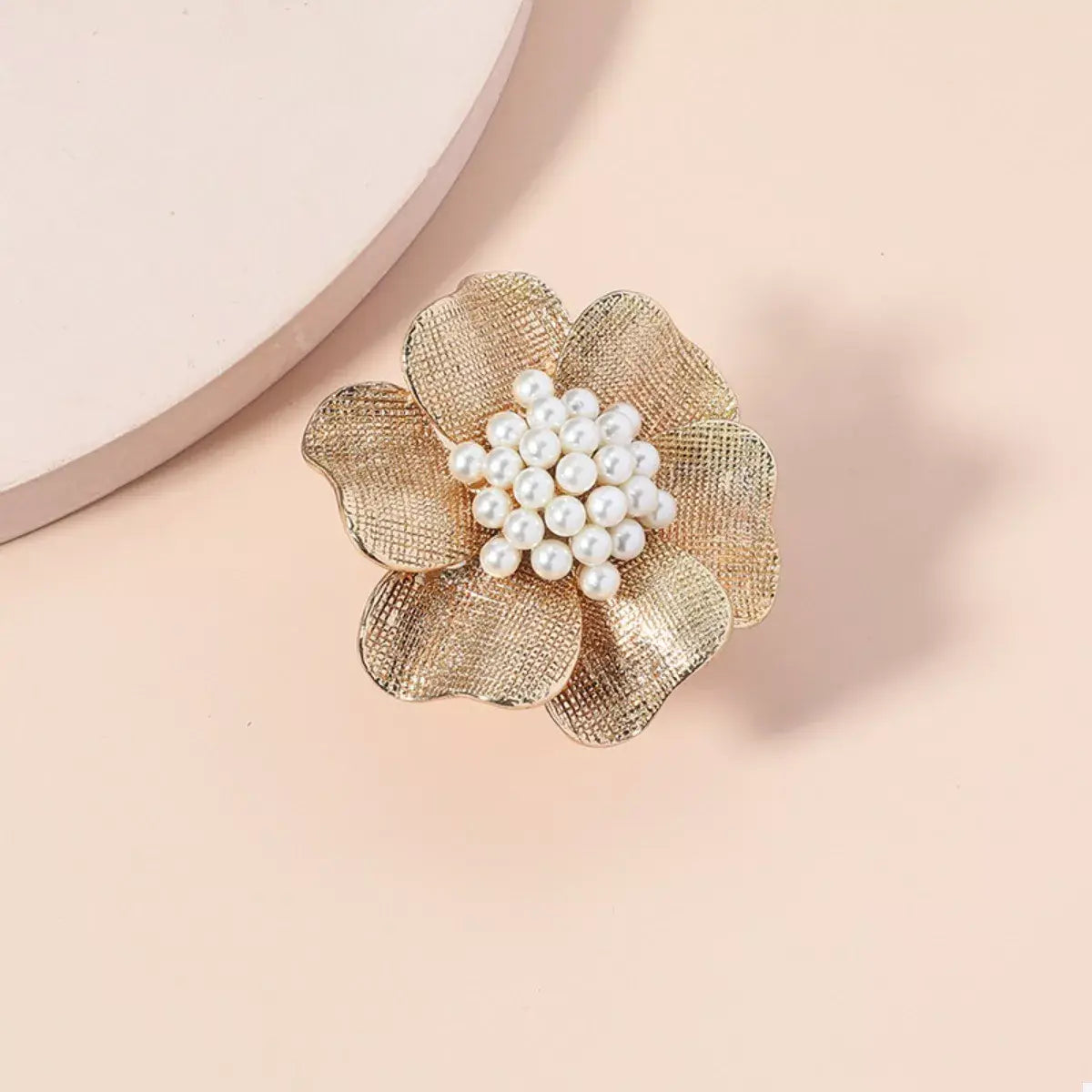 18K Gold-Plated Pearl Flower Ring - Trendsi - Flyclothing LLC