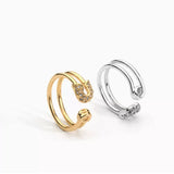 Zircon Double Band Open Ring - Trendsi - Flyclothing LLC