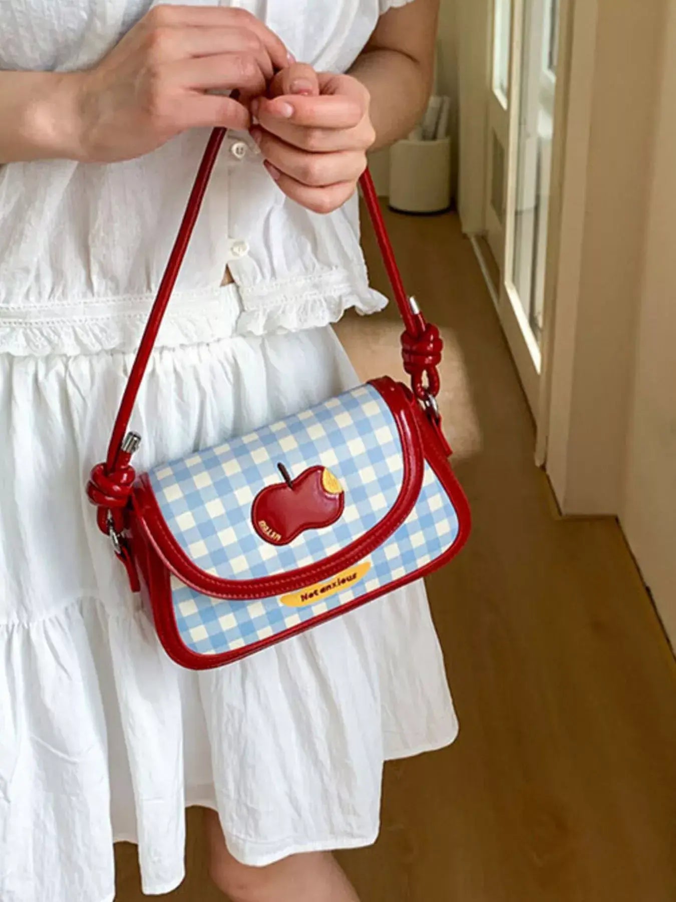 Apple Gingham Shoulder Bag - Trendsi - Flyclothing LLC