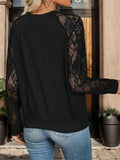 Lace V-Neck Long Sleeve T-Shirt - Trendsi