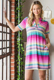 Heimish Full Size Striped Short Sleeve Mini Tee Dress Plus Size - Trendsi - Flyclothing LLC