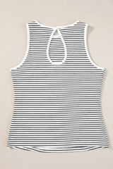 Striped Ribbed Round Neck Tank - Trendsi - Flyclothing LLC