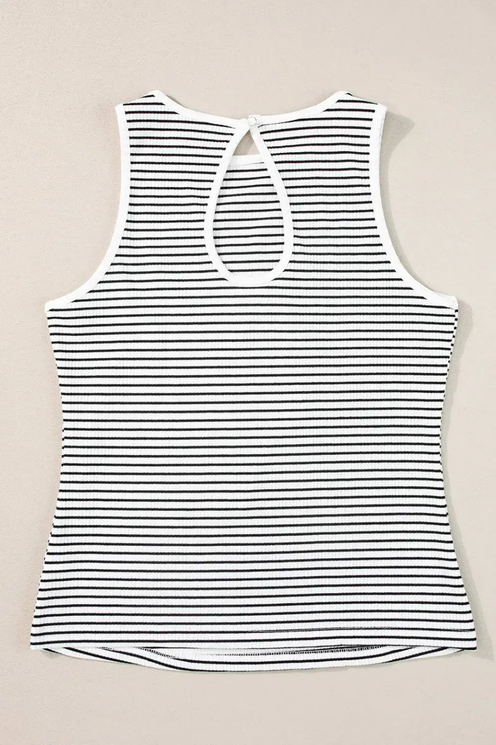 Striped Ribbed Round Neck Tank - Trendsi - Flyclothing LLC