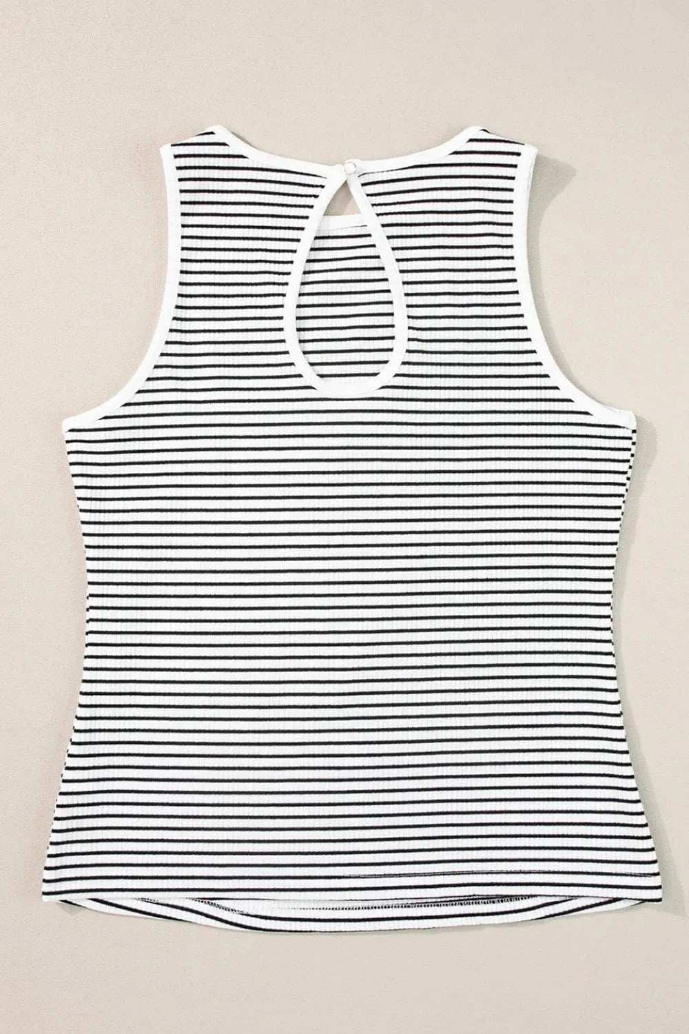 Striped Ribbed Round Neck Tank - Trendsi - Flyclothing LLC