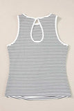 Striped Ribbed Round Neck Tank - Trendsi - Flyclothing LLC