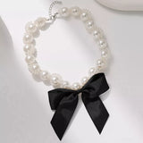 Pearl Choker Necklace with Bow Accent - Trendsi - Flyclothing LLC