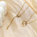 18K Gold-Plated Pearl Twisted Pendant Necklace - Trendsi - Flyclothing LLC