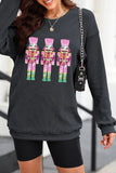 Sequin Nutcracker Round Neck Long Sleeve Sweatshirt - Trendsi