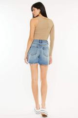Kancan Full Size Raw Hem High Waist Denim Shorts - Trendsi - Flyclothing LLC