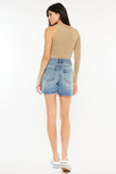 Kancan Full Size Raw Hem High Waist Denim Shorts - Trendsi