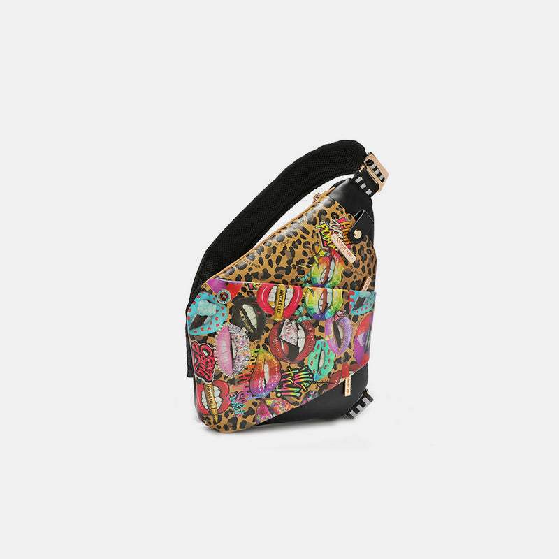 Nicole Lee USA Vegan Leather Leopard & Lip Pattern Crossbody Bag - Trendsi - Flyclothing LLC