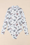 Printed Mock Neck Long Sleeve Bodysuit - Trendsi - Flyclothing LLC