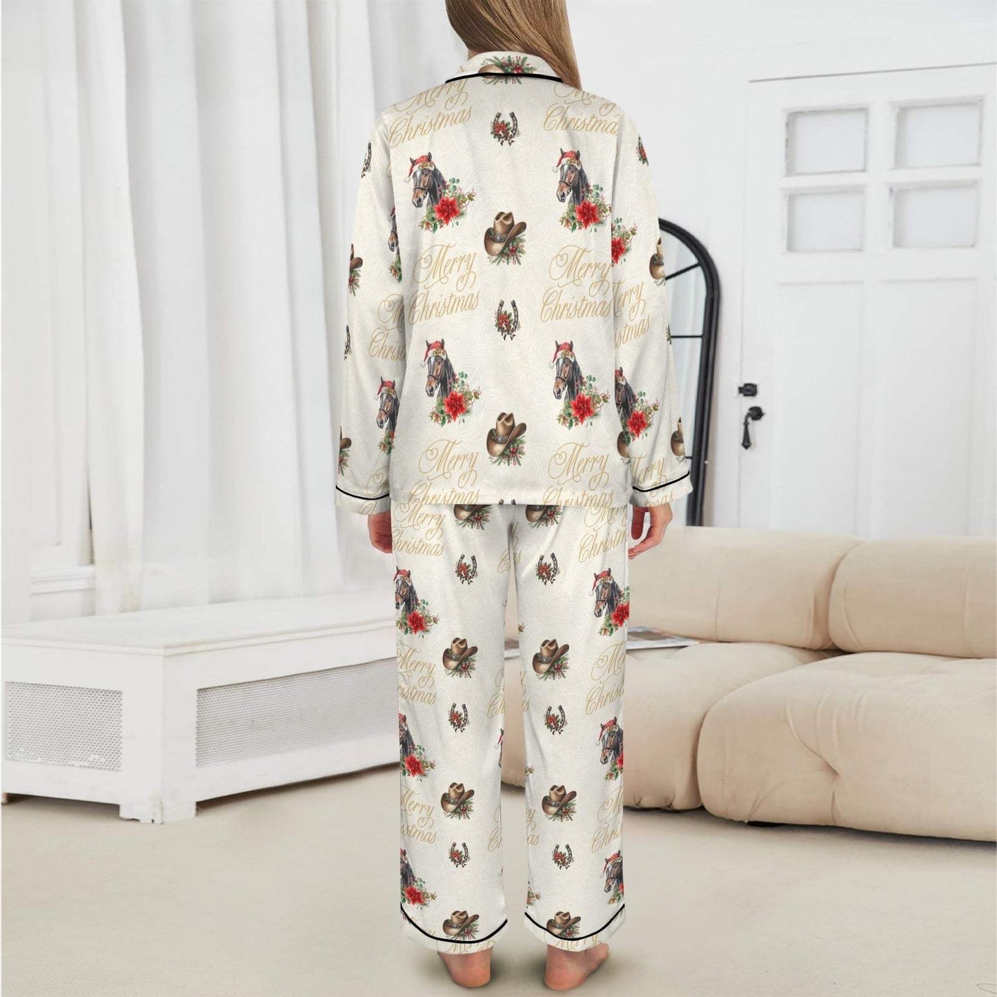 Baha Ranch Christmas Horses Satin Western Pajamas