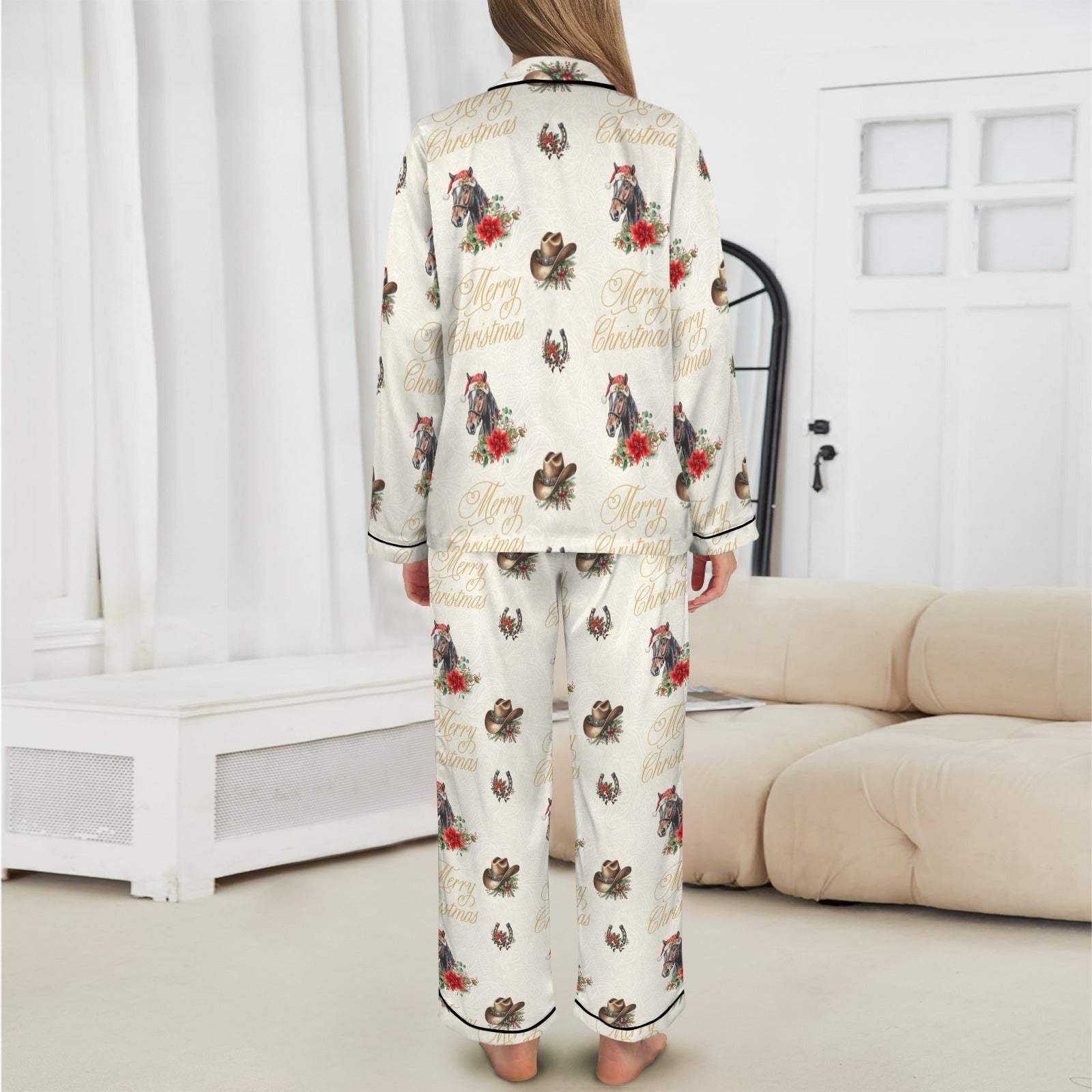 Baha Ranch Christmas Horses Satin Western Pajamas