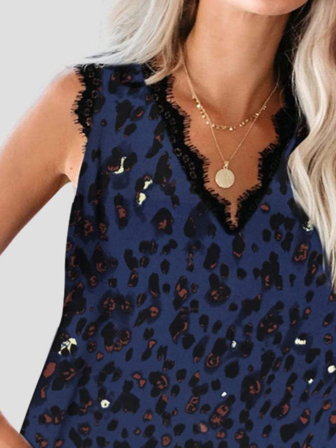 Lace Detail V-Neck Tank - Trendsi - Flyclothing LLC