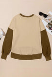 Contrast Round Neck Long Sleeve Sweatshirt - Trendsi - Flyclothing LLC