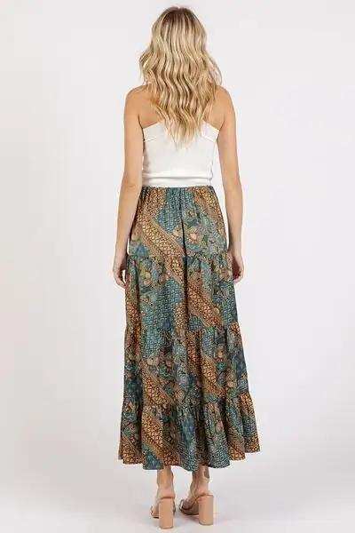 Mittoshop Paisley Patchwork Print Satin Maxi Skirt - Trendsi - Flyclothing LLC