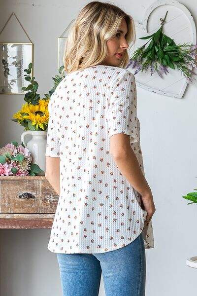 Heimish Full Size Crisscross Ditsy Floral Babydoll Top Plus Size - Trendsi - Flyclothing LLC