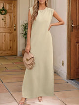 Full Size Slit Round Neck Sleeveless Maxi Tank Dress Plus Size - Trendsi - Flyclothing LLC