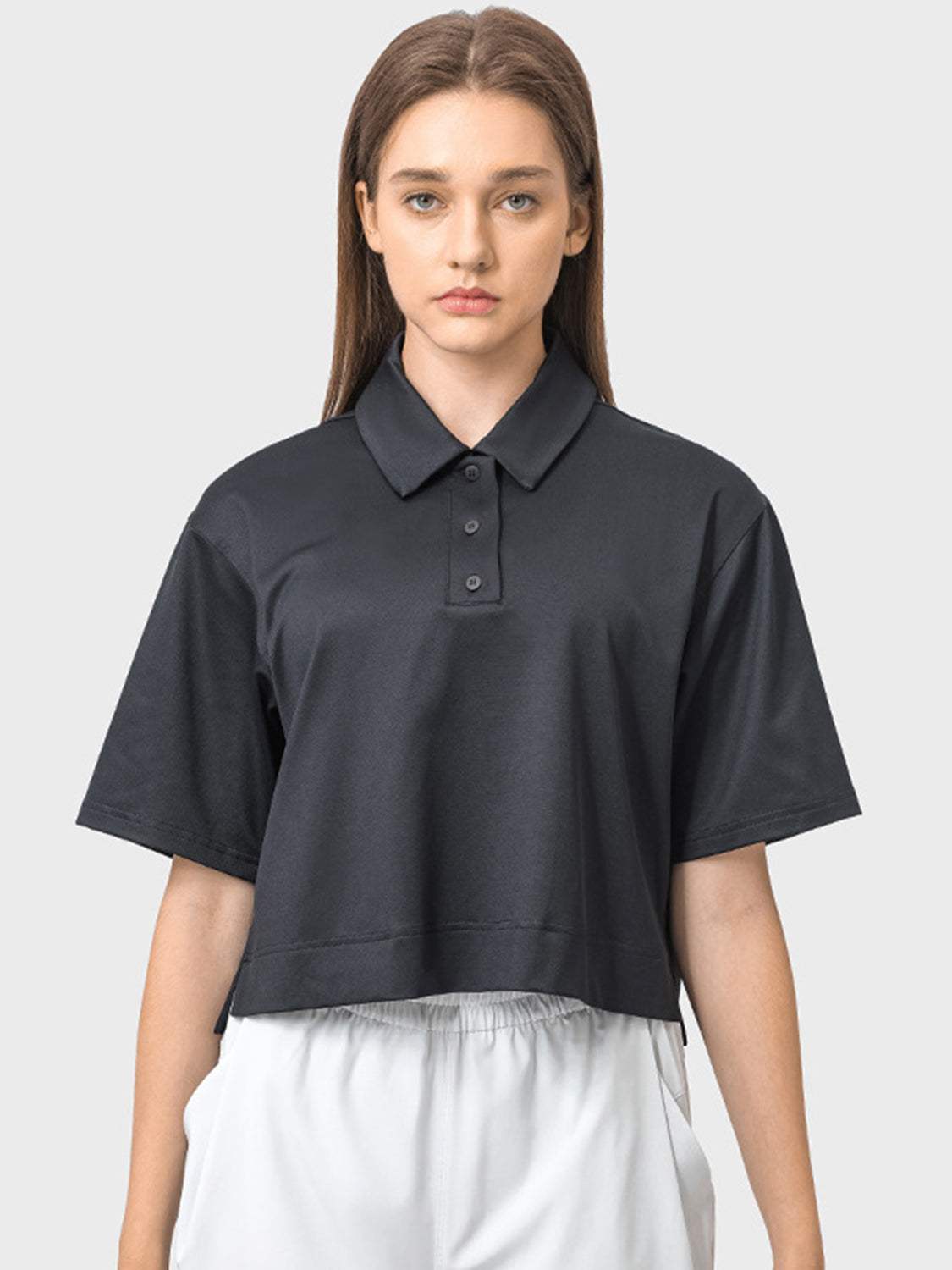 Half Button Short Sleeve Active T-Shirt - Trendsi - Flyclothing LLC