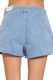 Zenana Wrap Front Skort Denim Shorts - Trendsi - Flyclothing LLC