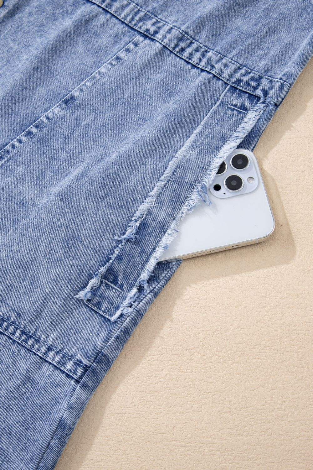 Raw Hem Button Down Long Sleeve Denim Dress - Trendsi - Flyclothing LLC