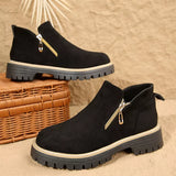 Round Toe Platform Boots - Trendsi - Flyclothing LLC