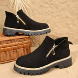 Round Toe Platform Boots - Trendsi - Flyclothing LLC