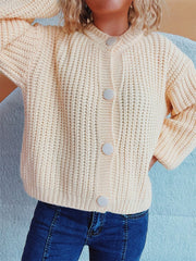 Button Up Long Sleeve Cardigan - Trendsi