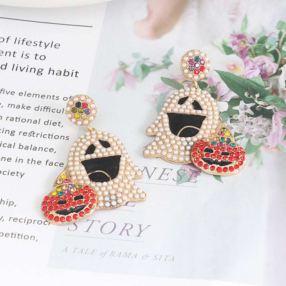 Ghost Rhinestone Alloy Earrings - Trendsi - Flyclothing LLC