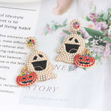 Ghost Rhinestone Alloy Earrings - Trendsi - Flyclothing LLC