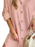 Button Down Long Sleeve Shirt Dress - Trendsi - Flyclothing LLC
