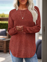 Round Neck Raglan Sleeve T-Shirt - Trendsi - Flyclothing LLC