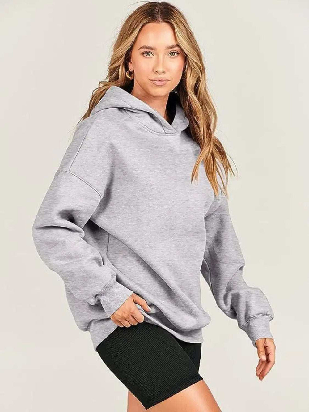 Dropped Shoulder Long Sleeve Hoodie - Trendsi - Flyclothing LLC