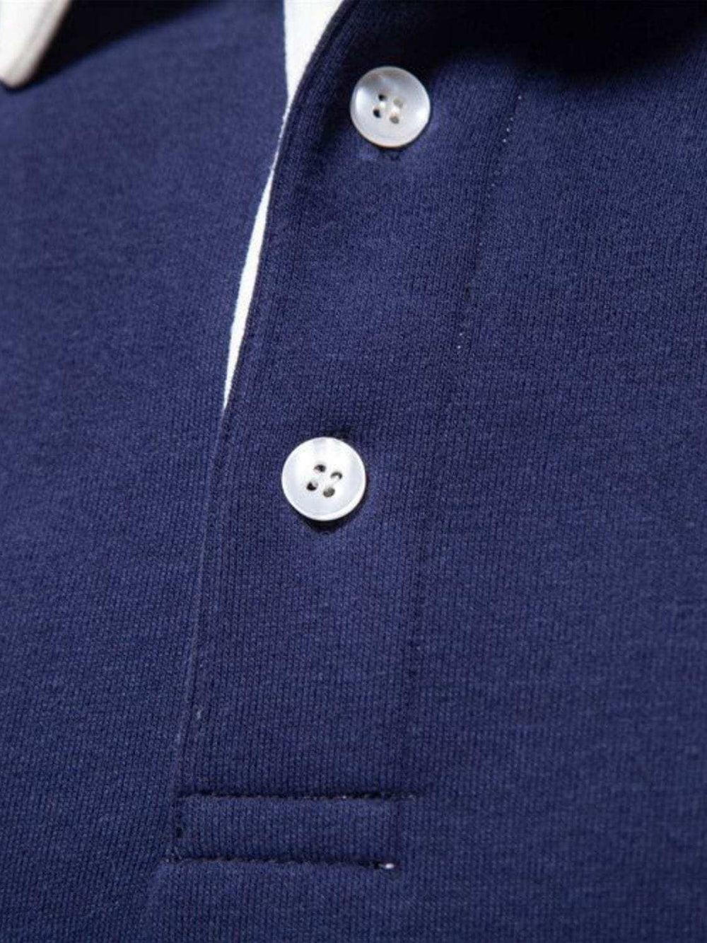 Men's Quarter Button Collared Neck Long Sleeve Polo - Trendsi - Flyclothing LLC