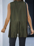Fringe Open Front Vest Coat - Trendsi - Flyclothing LLC