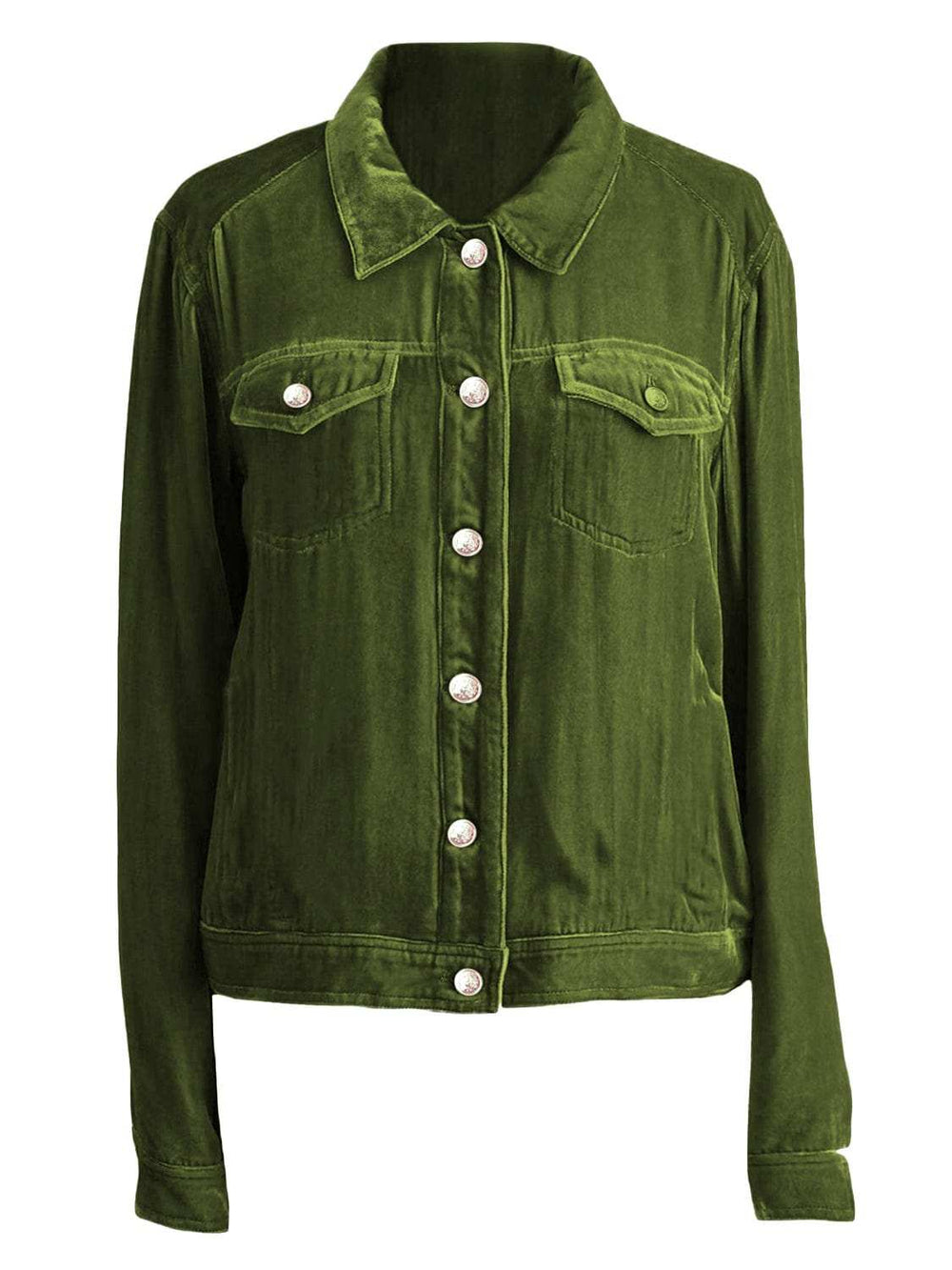 Button Up Long Sleeve Jacket with Chest Pockets - Trendsi - Flyclothing LLC