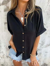 Full Size Collared Neck Half Sleeve Shirt Plus Size - Trendsi - Flyclothing LLC