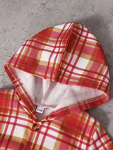 Children's Plaid Button Up Hooded Top & Pants Set - Trendsi - Flyclothing LLC