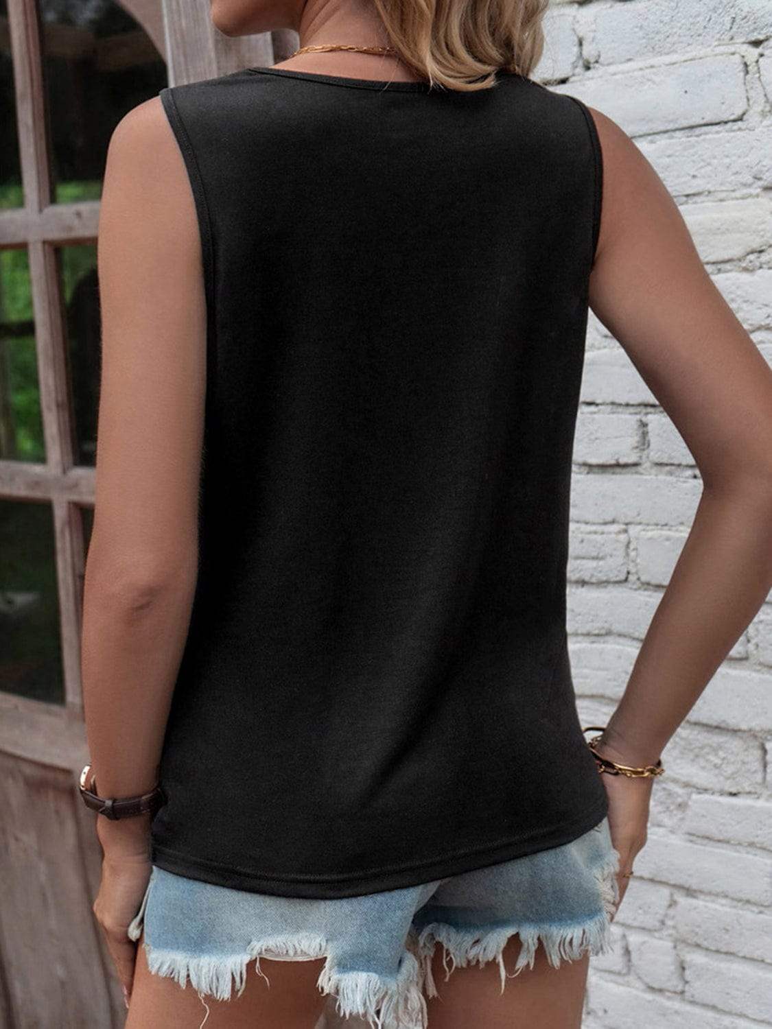 Cutout Twisted Round Neck Tank - Trendsi - Flyclothing LLC