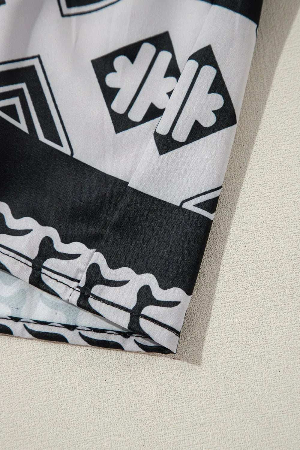 Tiered Printed Notched Half Sleeve Dress - Trendsi - Flyclothing LLC