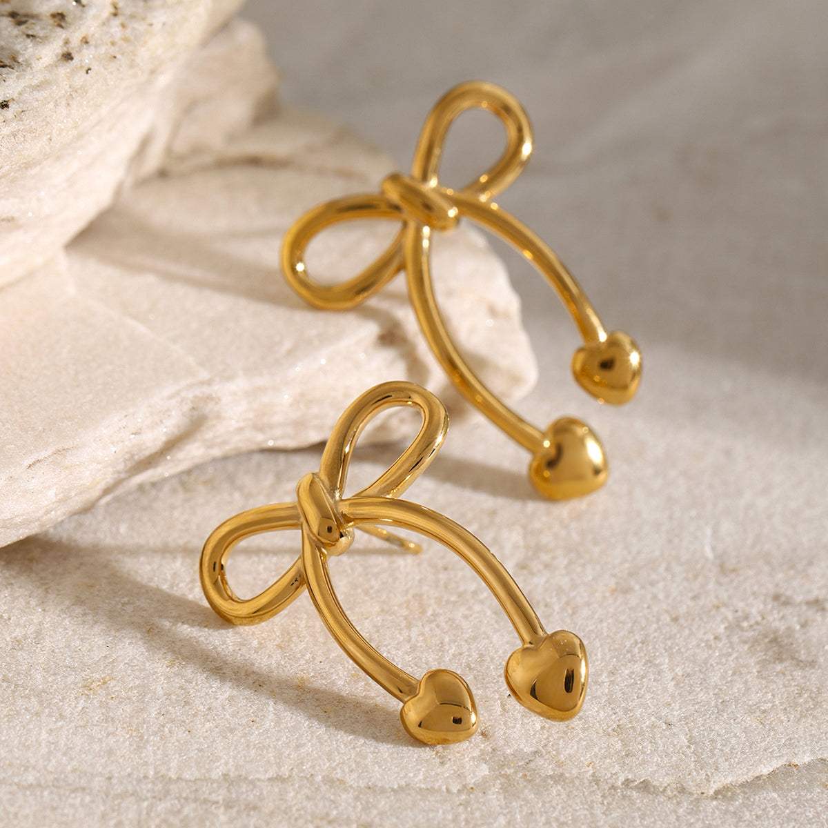 Stainless Steel Bow Earrings - Trendsi - Flyclothing LLC
