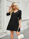Tiered Ruched V-Neck Mini Dress - Trendsi - Flyclothing LLC