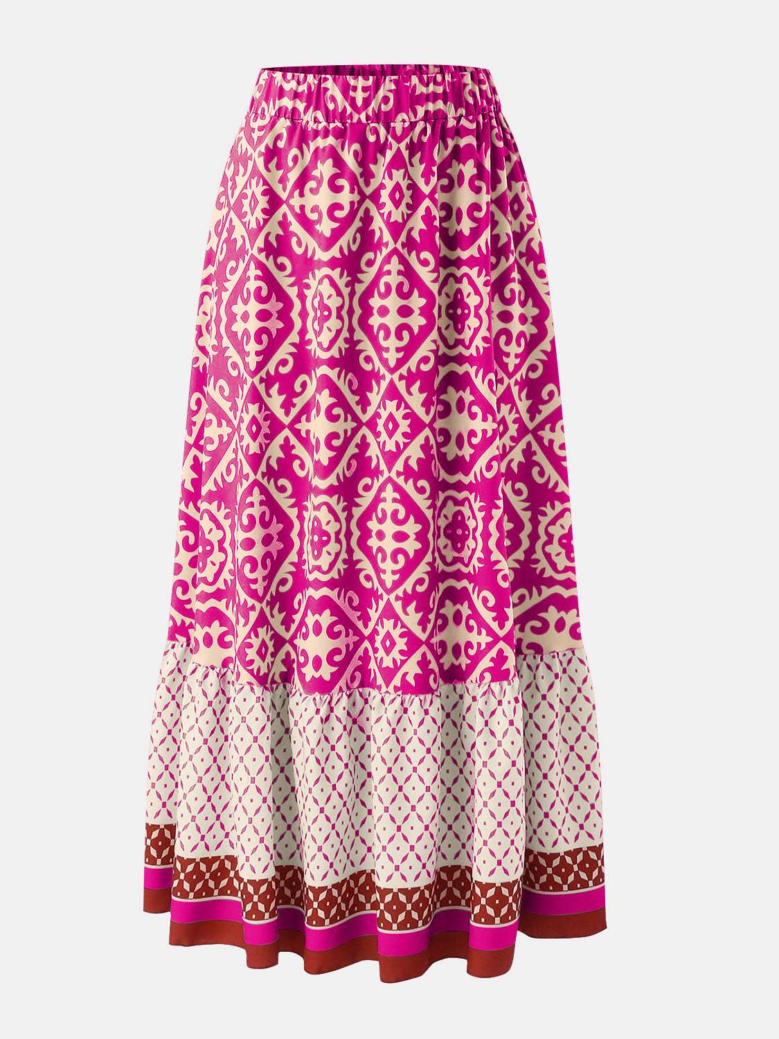 Geometric Elastic Waist Maxi Skirt - Trendsi - Flyclothing LLC