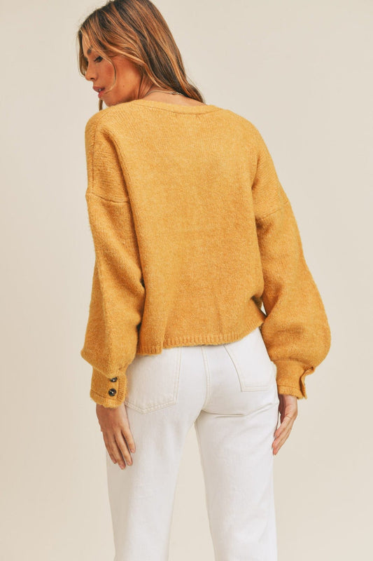 MABLE Long Sleeve Button Down Sweater Cardigan - Trendsi